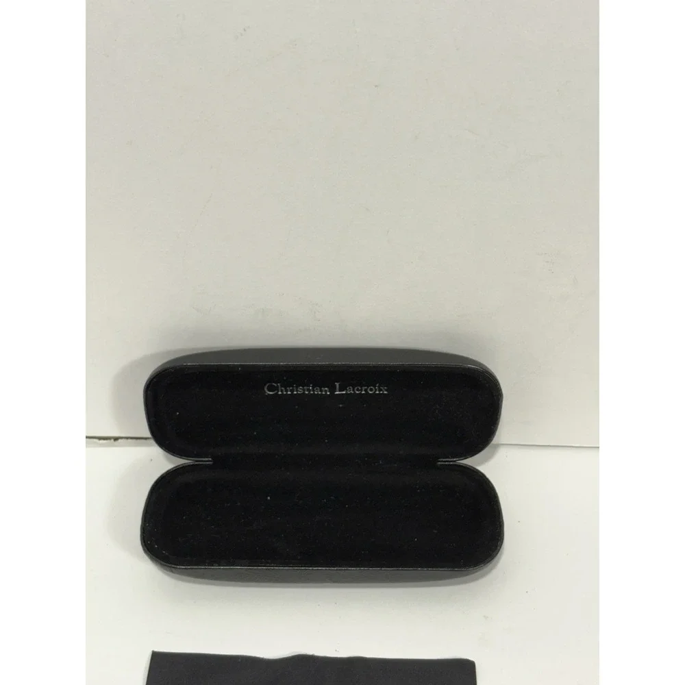 Christian Lacroix Designer Eye Glasses Case Embossed Black With Cloth